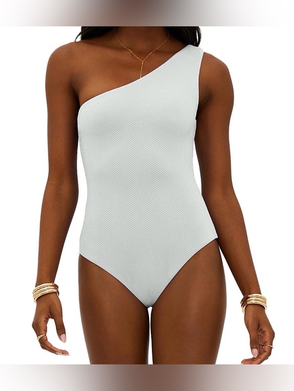 Beach Riot Alba One Piece Swimsuit, Textured Silver Shine Medium $148